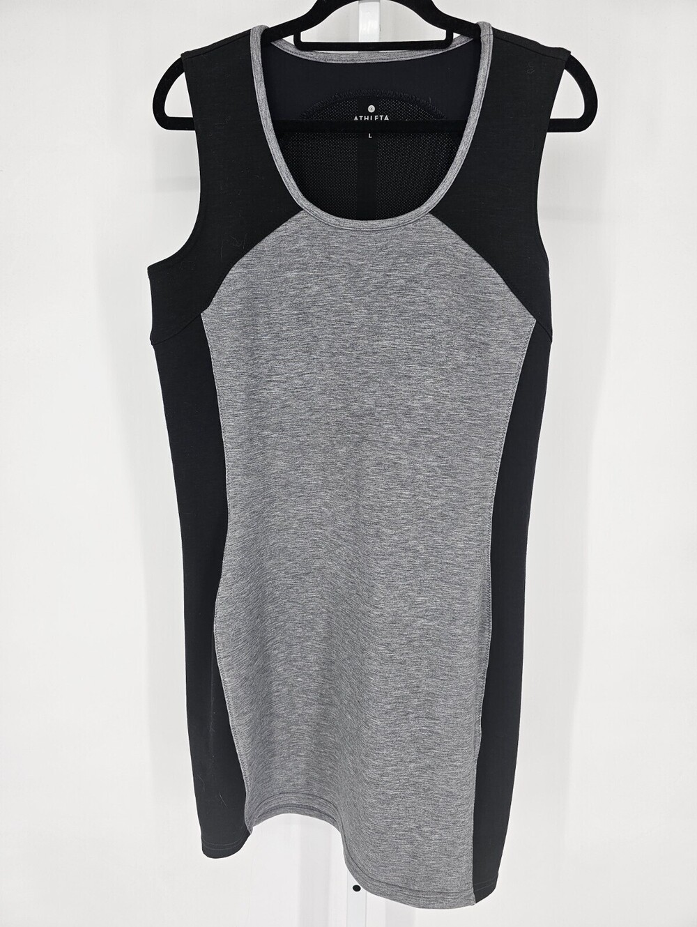 Athleta Womens Sz L Fuse Scuba Ponte Stretch colorblock dress Black Gray
